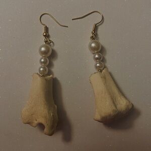 Elegant Pearl and Real Bone Earrings